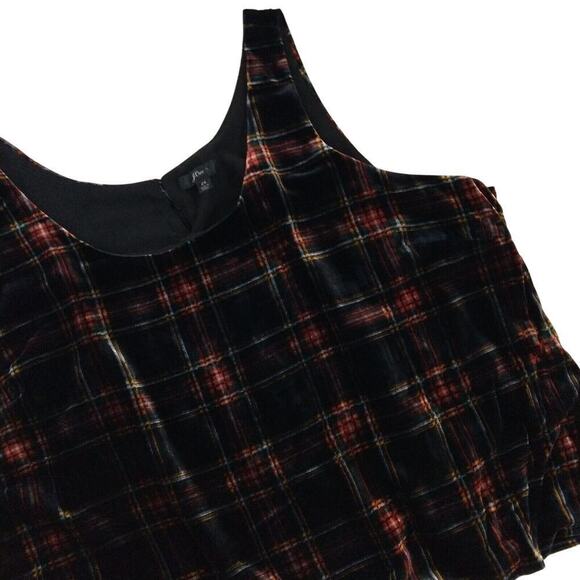 J Crew Stewart Tartan Plaid Velvet Tank Top Plus Size 24 Black Shell K2521 - Picture 2 of 5